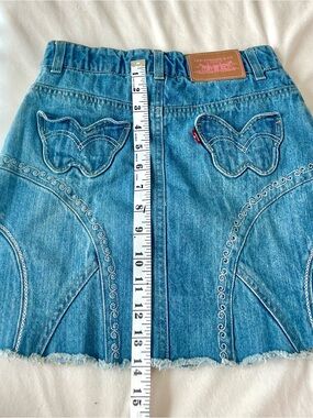 Vintage Y2K  Levi's Kids Blue Denim Butterfly Mini Skirt Skort